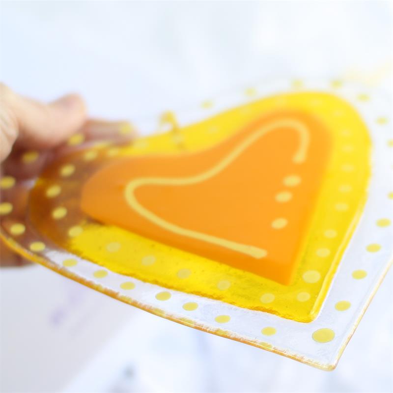 Giant handmade fused glass love heart 