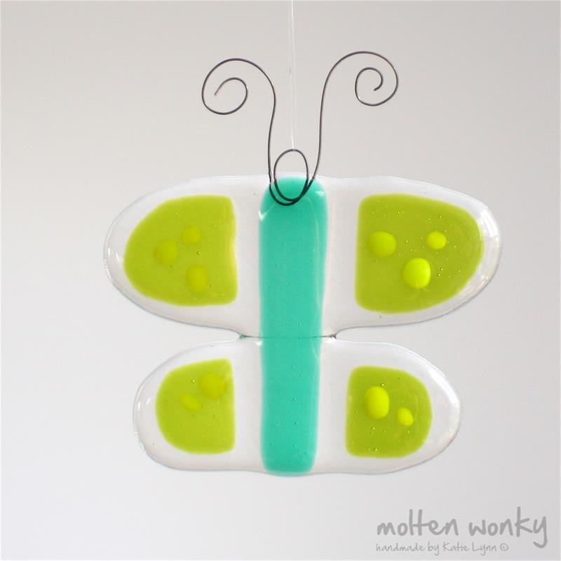 Funky fused glass butterfly to flutter around your house