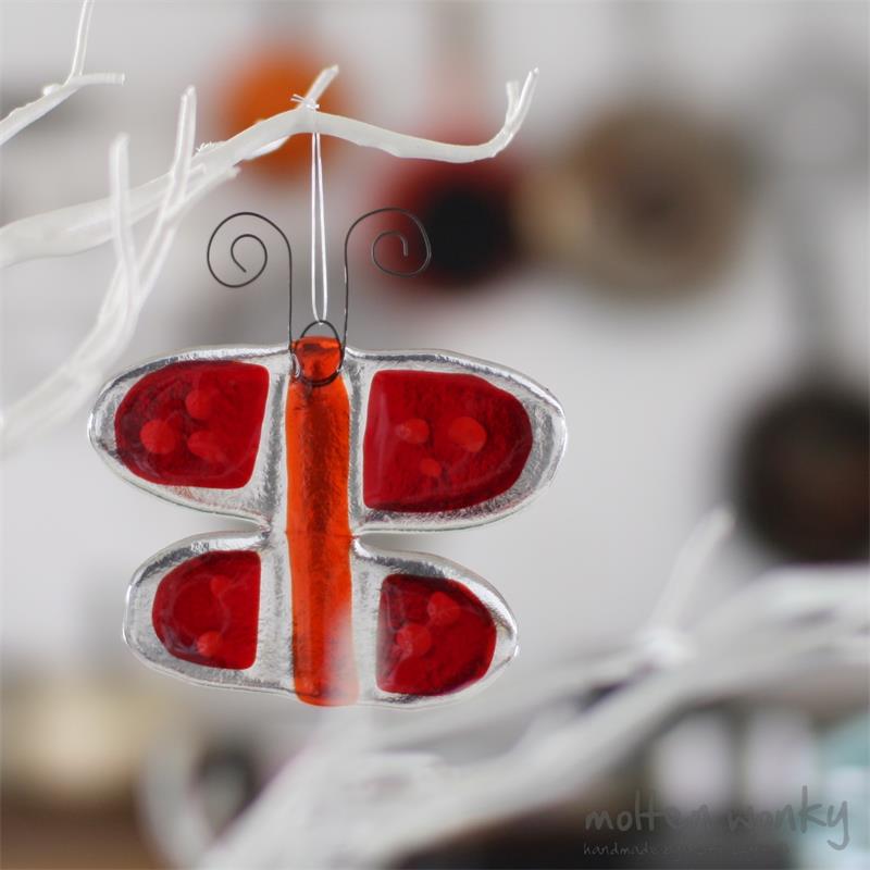 Funky fused glass butterfly to flutter around your house