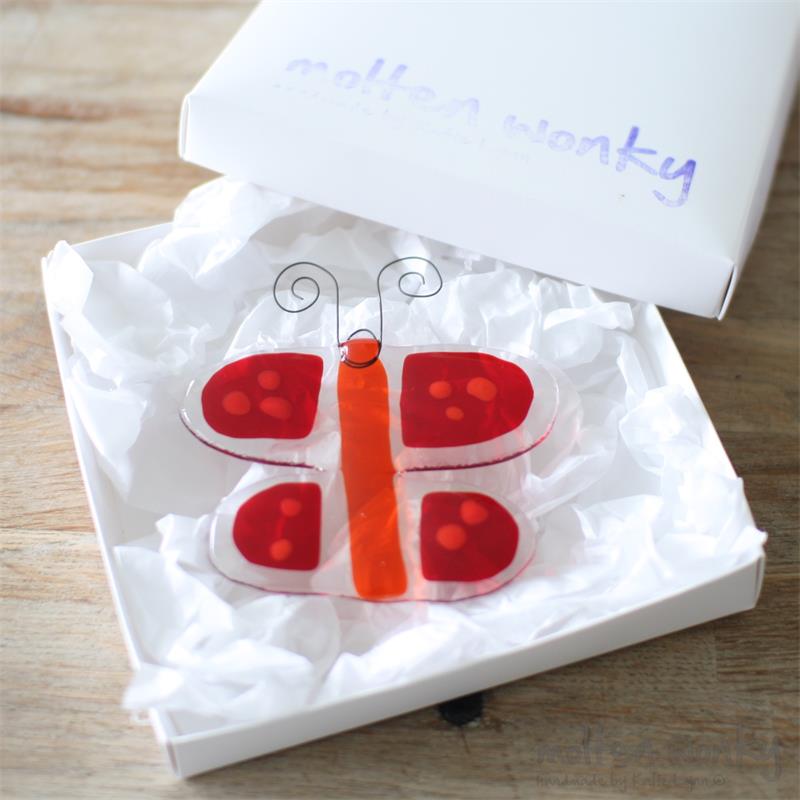 Funky fused glass butterfly to flutter around your house