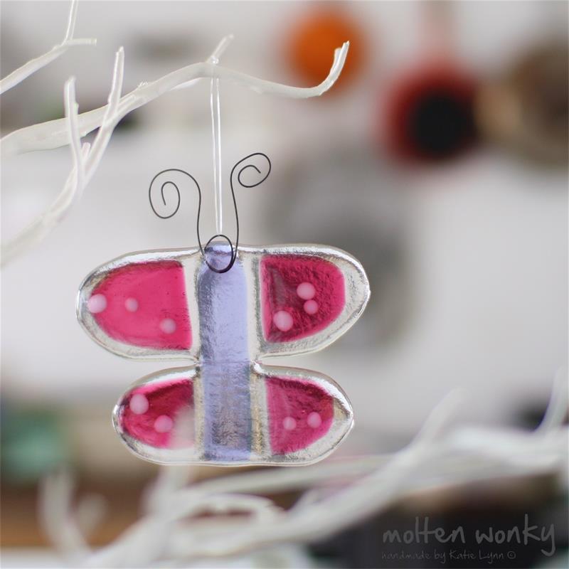 Funky fused glass butterfly to flutter around your house