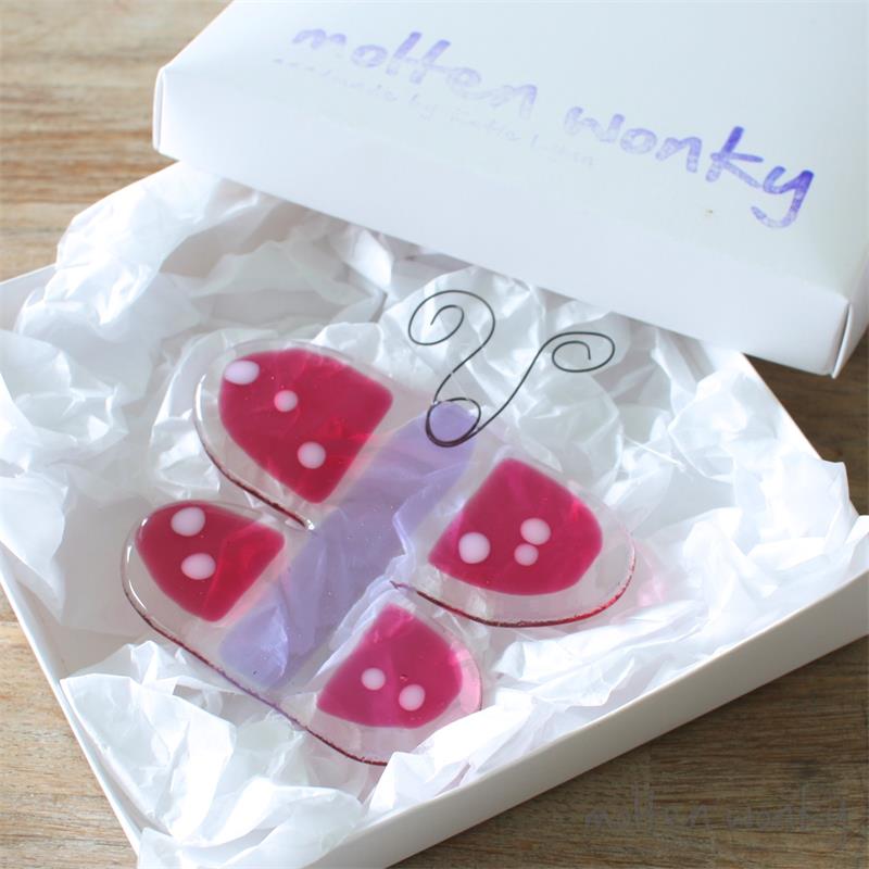 Funky fused glass butterfly to flutter around your house
