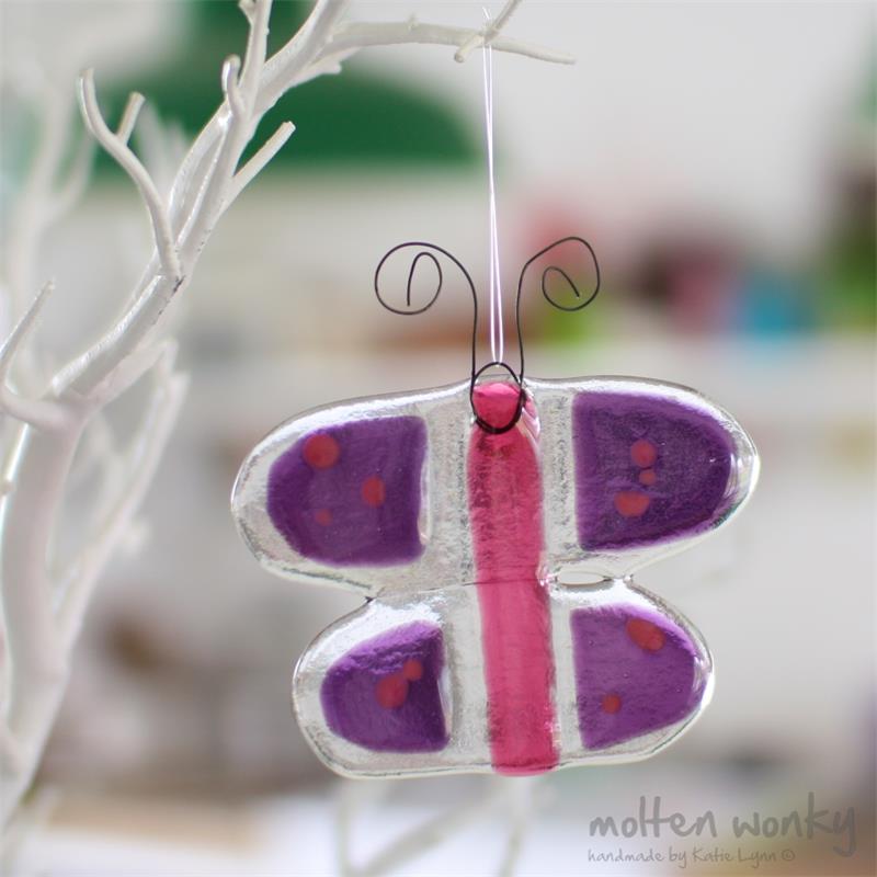 Funky fused glass butterfly to flutter around your house