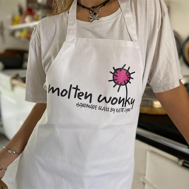 white molten wonky apron