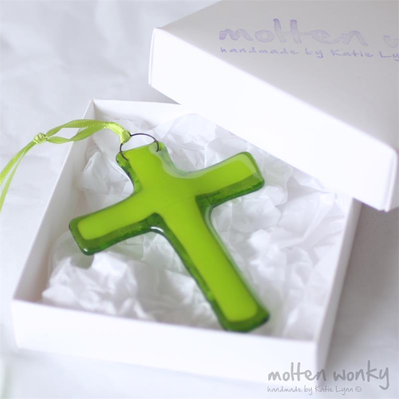 fused glass hanging cross