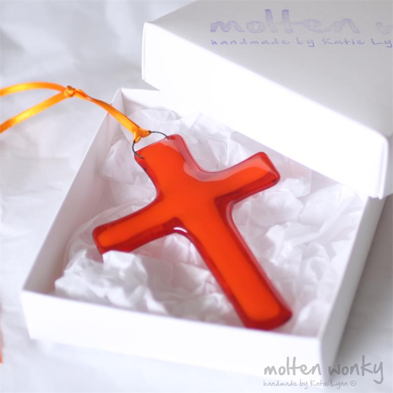 fused glass hanging cross