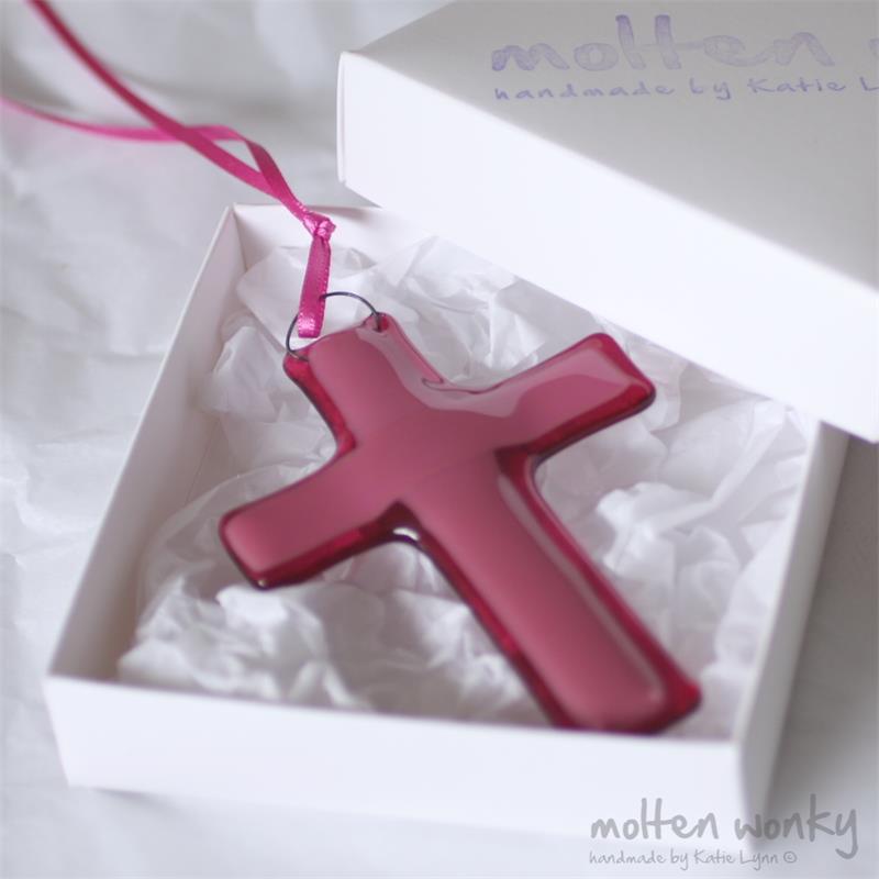 fused glass hanging cross