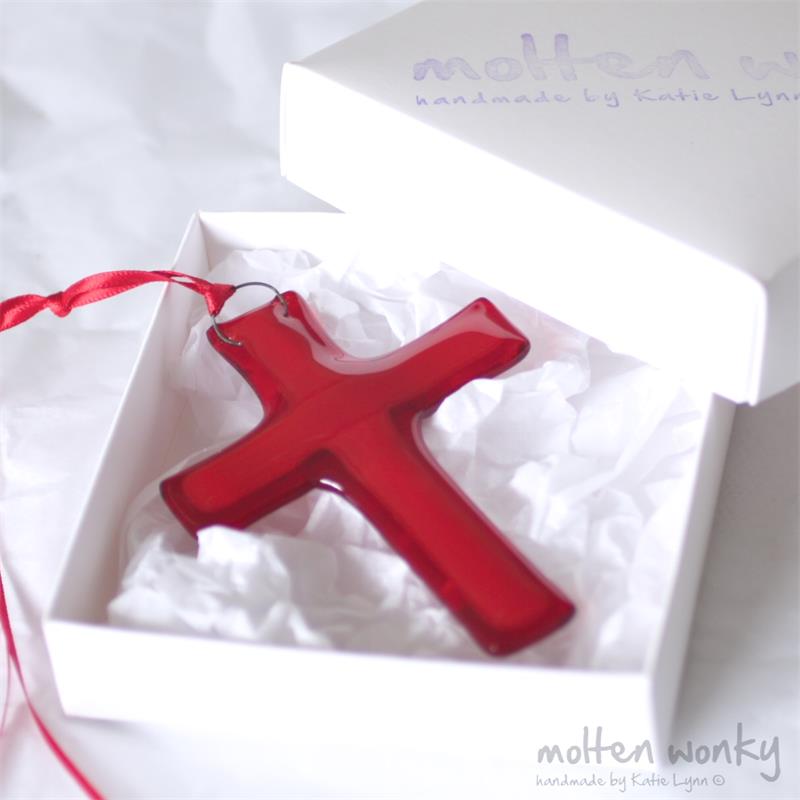 fused glass hanging cross