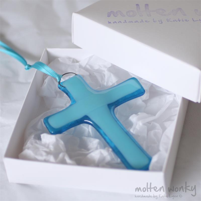 fused glass hanging cross