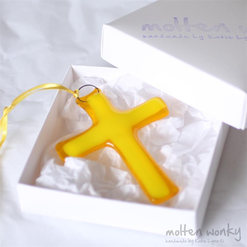 fused glass hanging cross