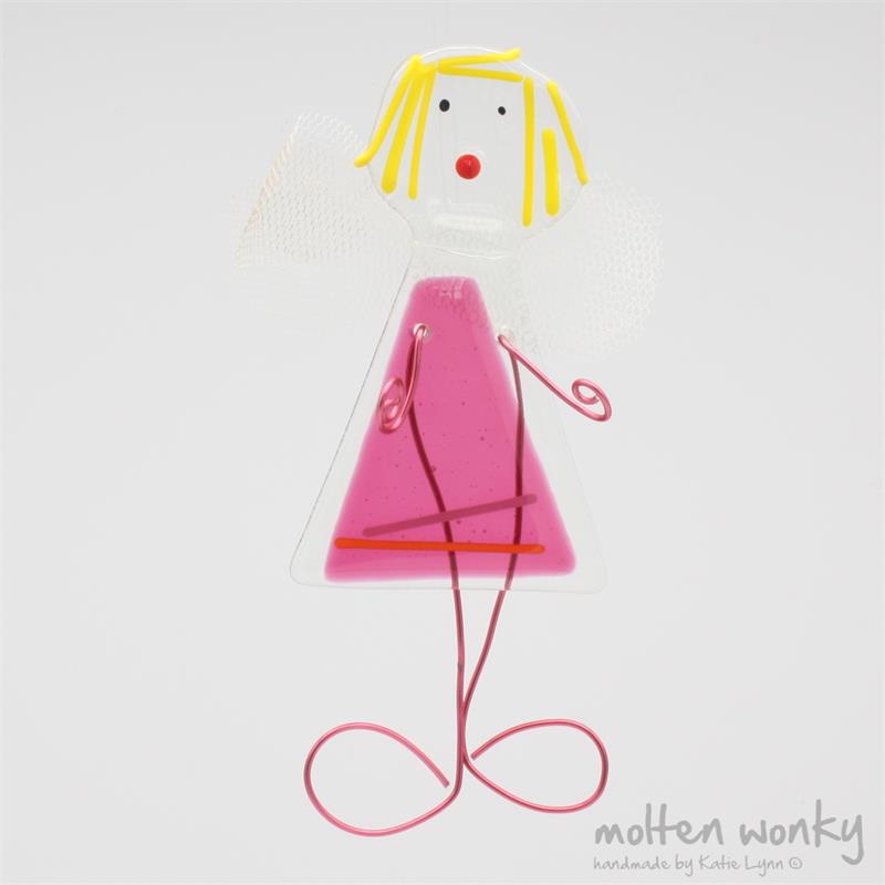 Fabulous fused glass fairy to bring good wishes to your home.
