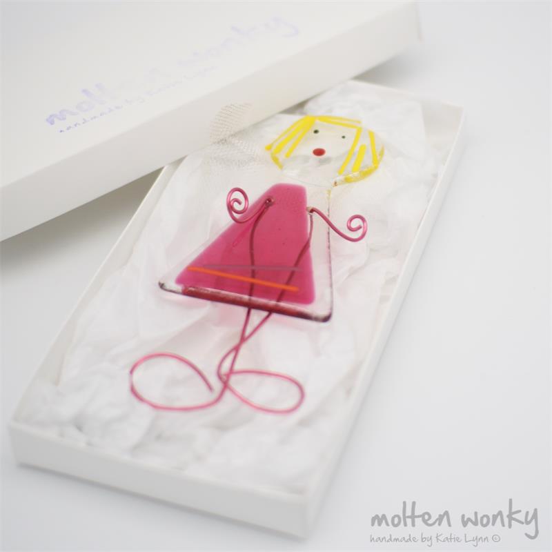 Fabulous fused glass fairy to bring good wishes to your home.