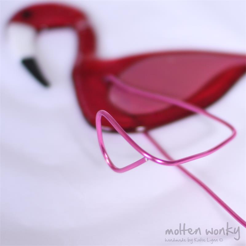 fused glass pink flamingo
