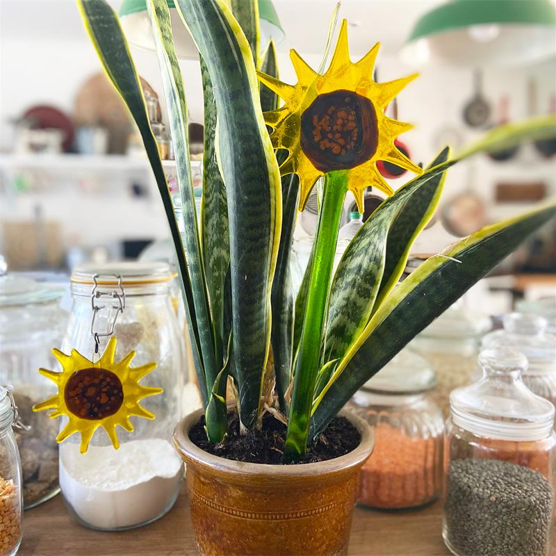 fused glass sunflower decoration 