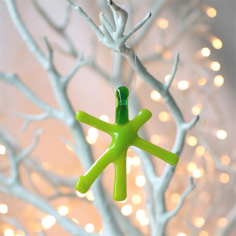 fused glass green glass star