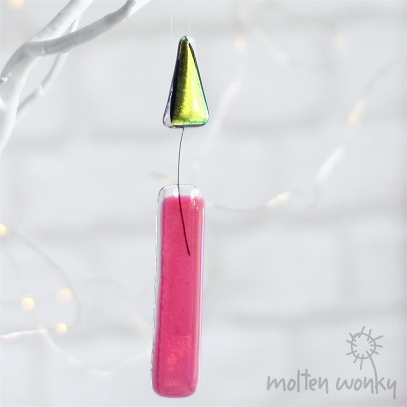 pink fused glass candle 