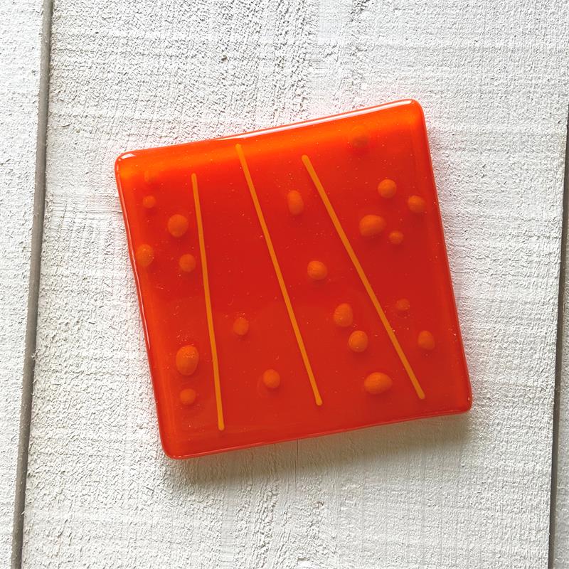 jazzy fused glass orange coaster
