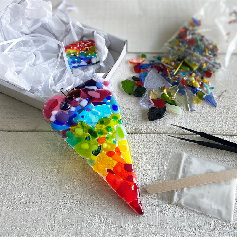 make at home glass fusing love heart kit