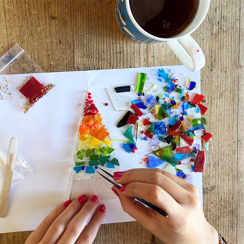 craft kit to make at home fused glass hanging decorations 