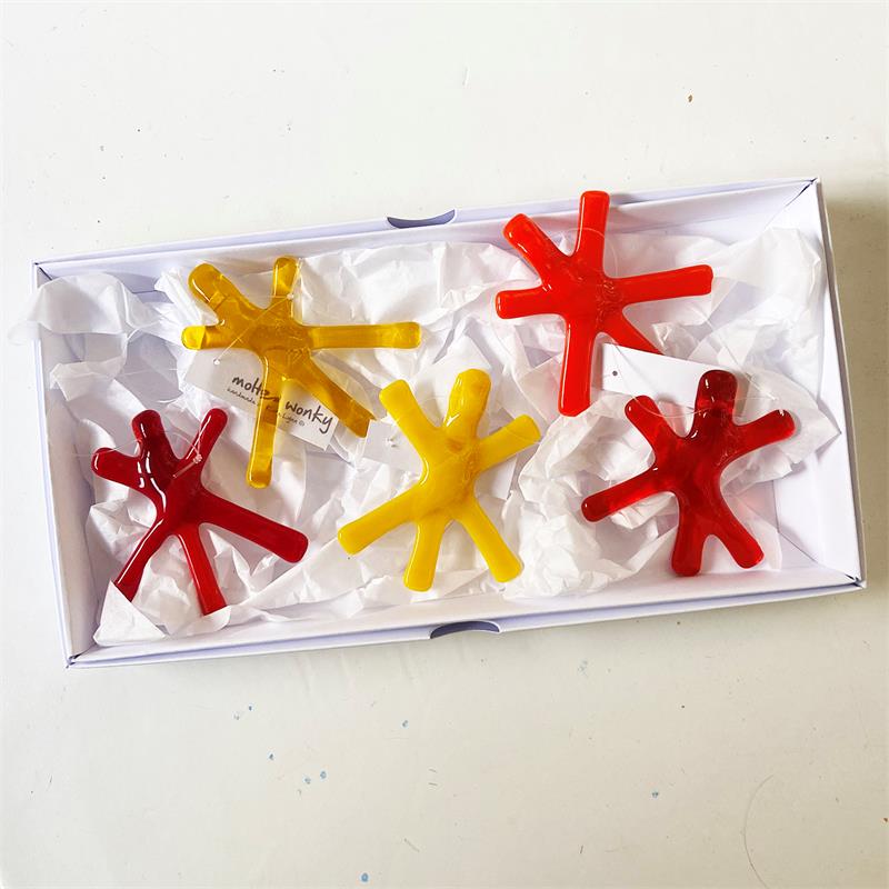 fused glass orange and yellow stars