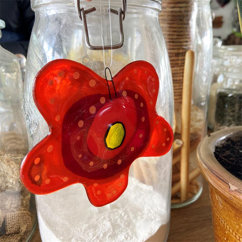 orange fused glass bloom hanging decoration