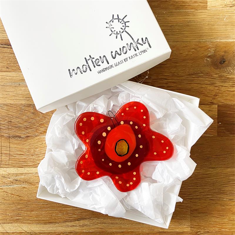 orange fused glass bloom hanging decoration 