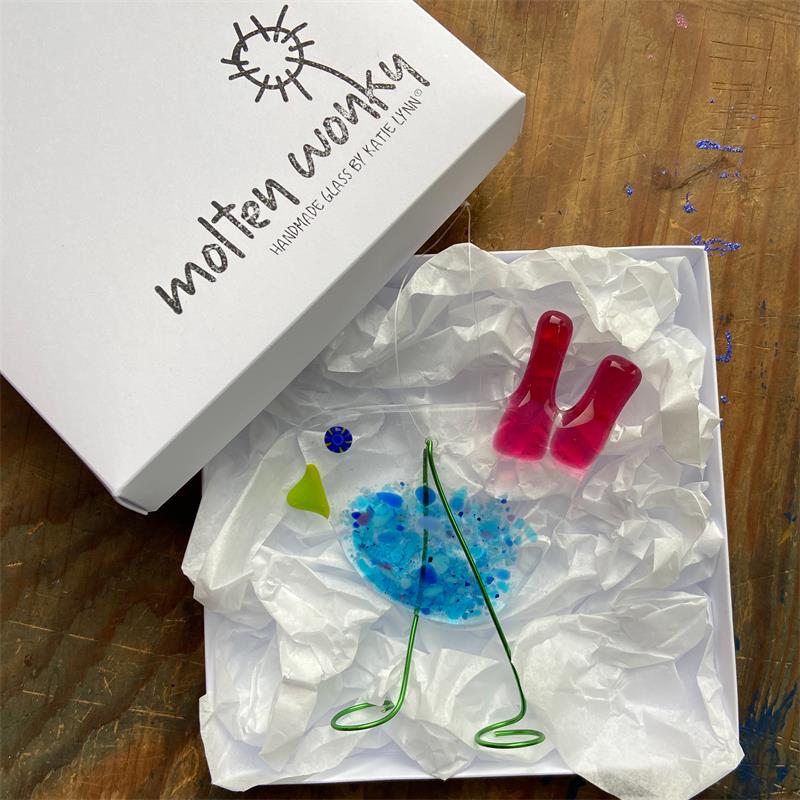 Peggy Fused Glass Bird Hanging Decoration
