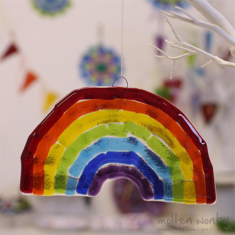 handmade coloured glass rainbow by molten wonky