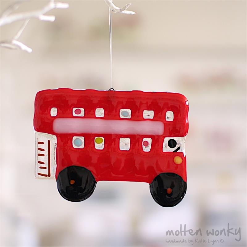 London bus souvenir handmade in fused glass