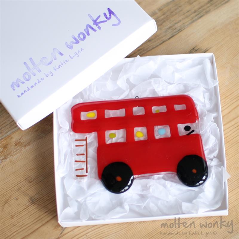 London bus souvenir handmade in fused glass