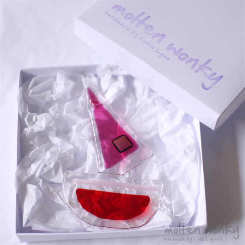handmade glass sail boat by molten wonky