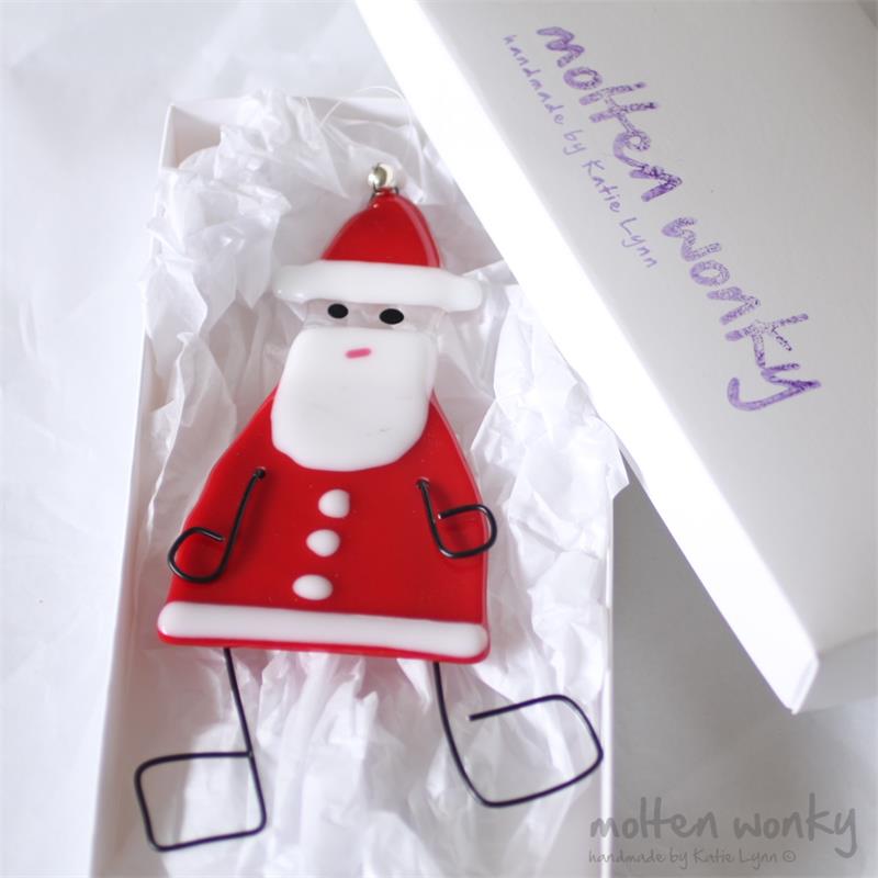fused glass farther Christmas hanging decoration