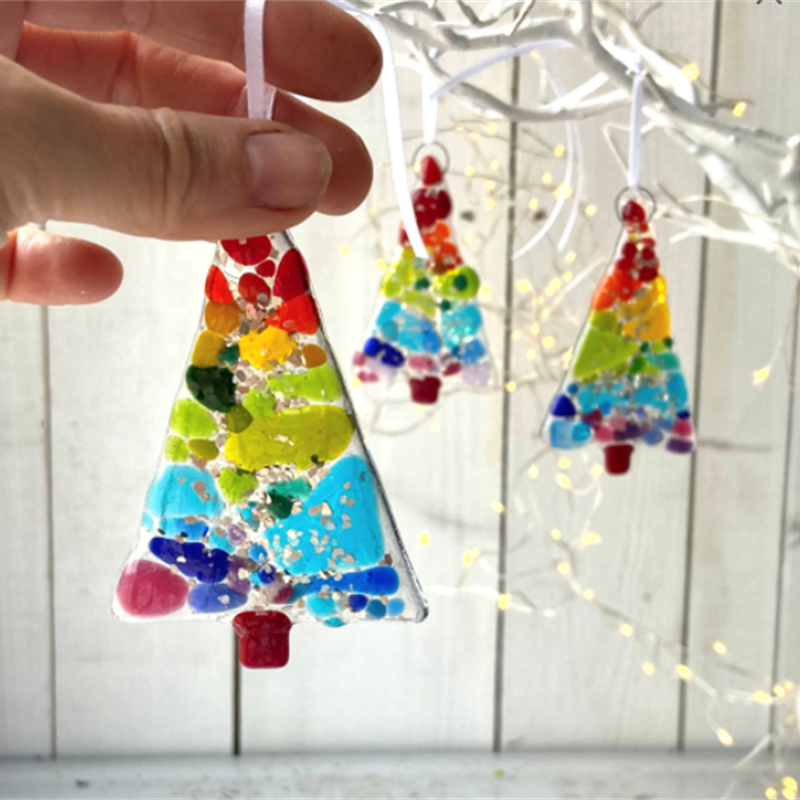 Make At Home Fused Glass Mini Christmas Tree Kit by molten wonky