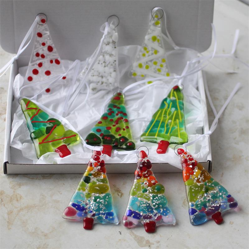 set of nine fused glass trees make at home kit