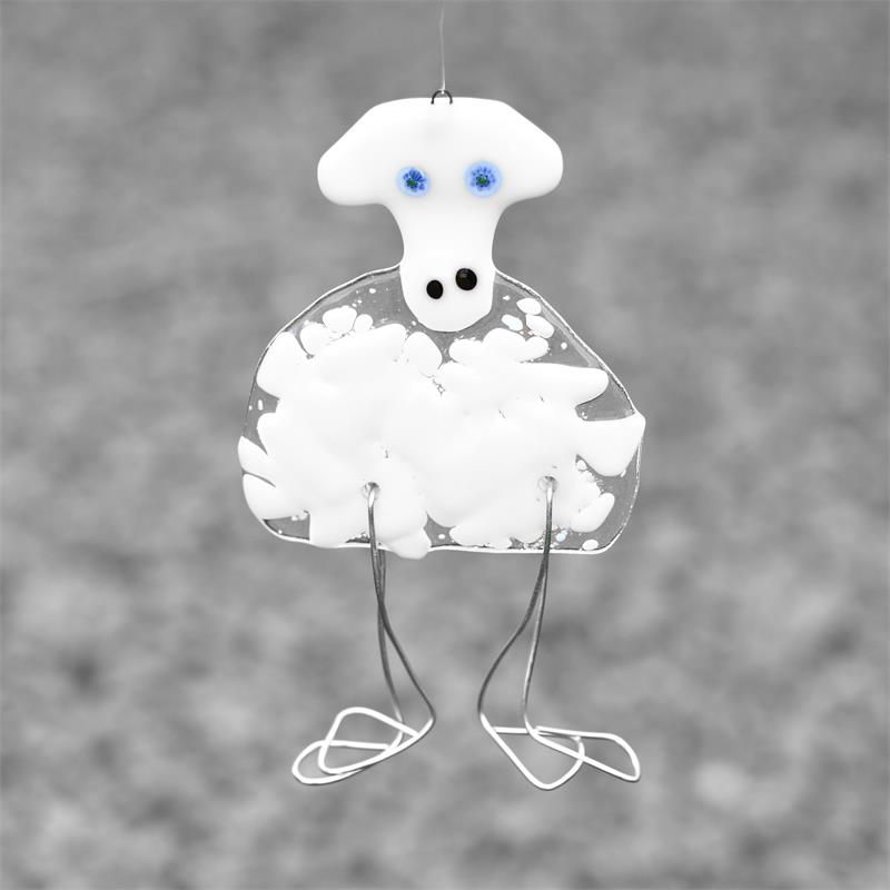 Fused glass Sheep hanging decoration by molten wonky