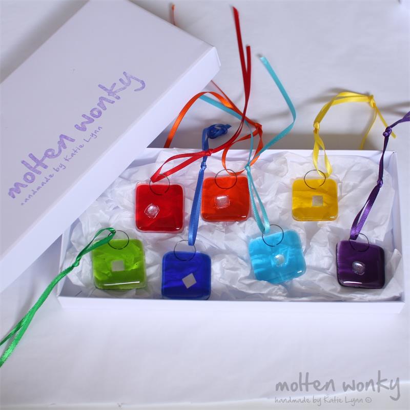 rainbow of sparkle glass nuggets