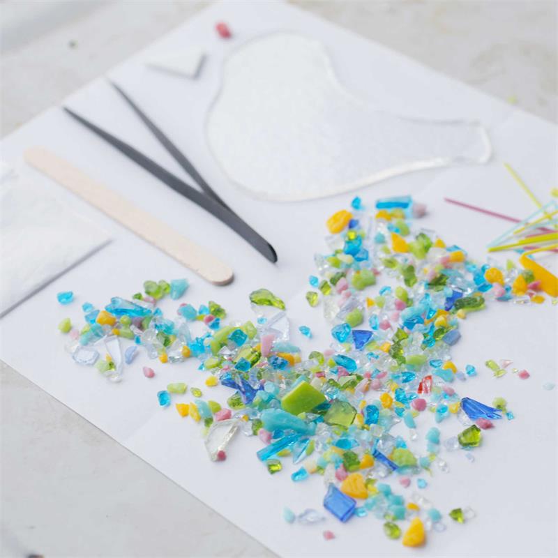 make at home fused glass spring wonky bird kit 