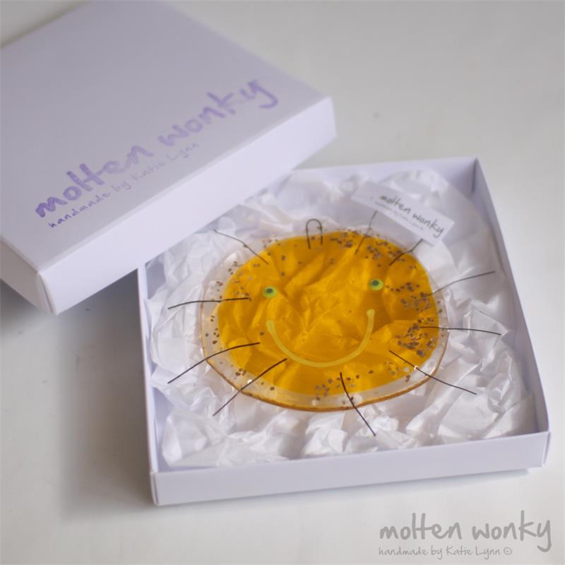 Sunshine fused glass hanging decoration handmade by molten wonky