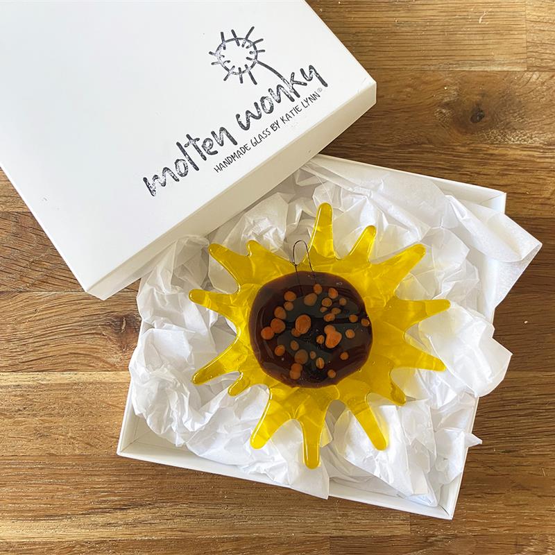 fused glass sunflower hanging decoration