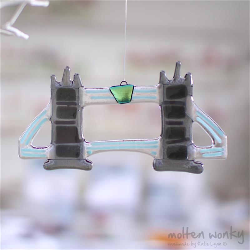 London tower bridge souvenir handmade in fused glass