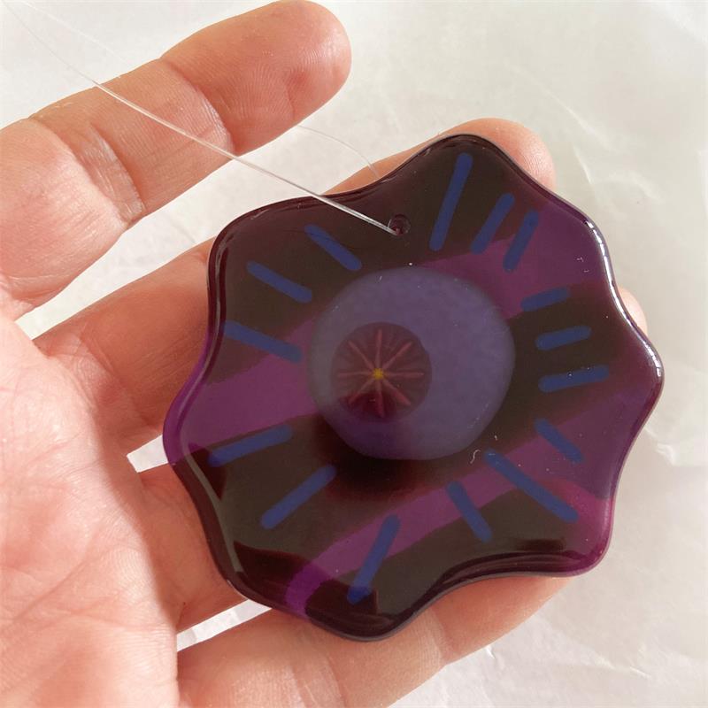 mini fused glass purple bloom flower