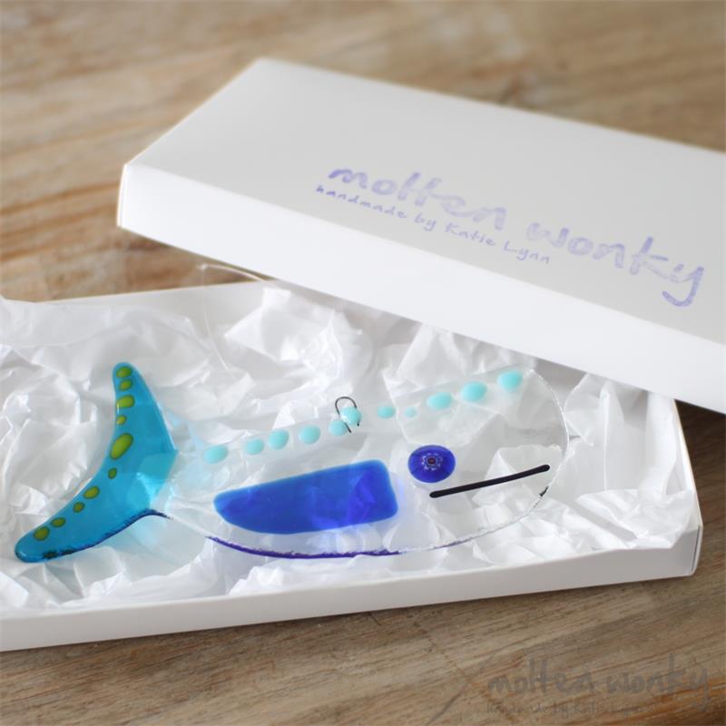 handmade glass whale by molten wonky