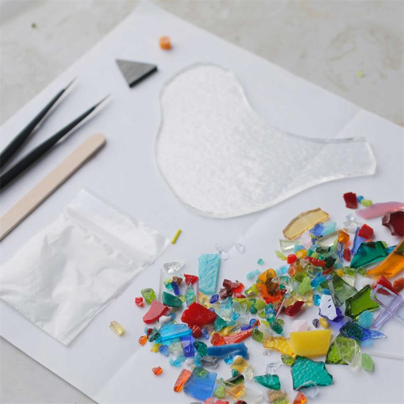 wonky bird make at home fused glass kit