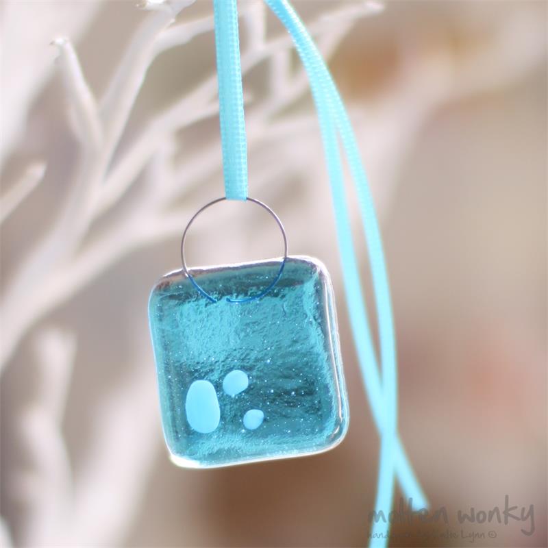 blue fused glass nugget 