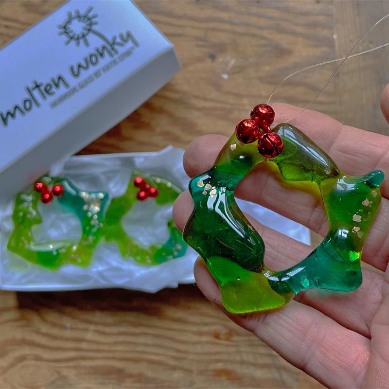 fused glass wreath christmas decoration