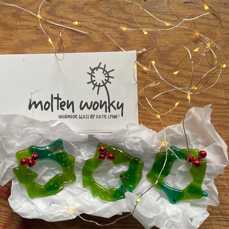 fused glass wreath christmas decoration